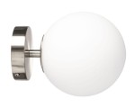 Kinkiet Milano silver pojedyncza mleczna kula 