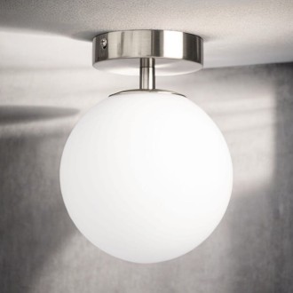 Lampa sufitowa plafon Milano silver pojedyncza mleczna kula