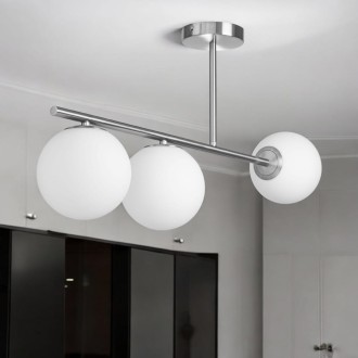 Lampa sufitowa Milano silver potrójna mleczne kule 