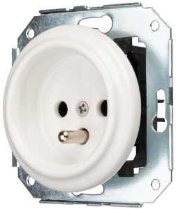 Gniazdo ceramiczne z uziemieniem podtynkowe do ramki białe NEW