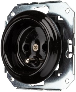 Gniazdo ceramiczne z uziemieniem podtynkowe do ramki czarne NEW