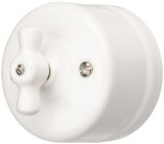 Włącznik natynkowy ceramiczny schodowy obrotowy biały NEW