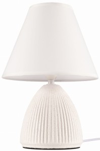 Lampka nocna z abażurem biała ceramiczna ryflowana DION D3