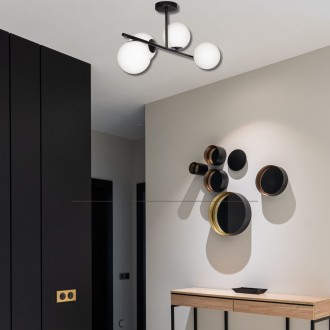 Lampa sufitowa Milano 4 klosze mleczne kule black EP1C16