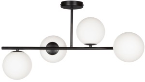 Lampa sufitowa Milano 4 klosze mleczne kule black EP1C16