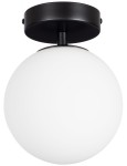 Lampa sufitowa plafon Milano black pojedyncza mleczna kula 