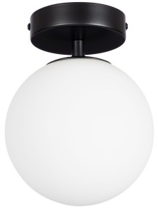 Lampa sufitowa plafon Milano black pojedyncza mleczna kula 