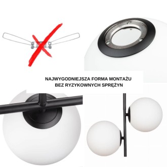 Lampa sufitowa plafon Milano black pojedyncza mleczna kula 
