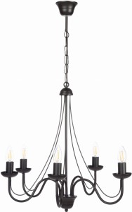 Lampa sufitowa żyrandol świecznikowy pięcioramienny czarny Baron