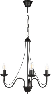 Lampa sufitowa żyrandol świecznikowy trójramienny czarny Baron 