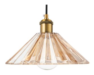 Lampa wisząca szklana plisowana Japandi bursztynowa