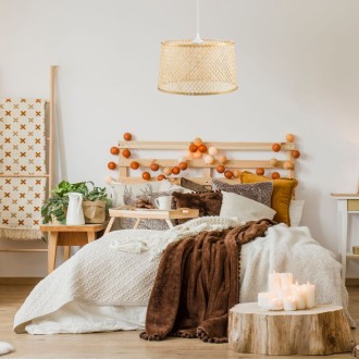 Lampa wisząca BOHO bambusowa walec TH2B 30cm 