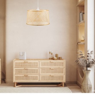 Lampa wisząca BOHO bambusowa walec TH2B 35cm 