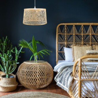Lampa wisząca BOHO bambusowa walec TH2B 40cm 