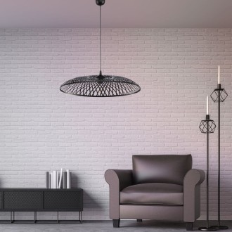 Klosz boho płaski bambusowy czarny talerz 45cm 