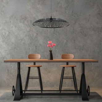 Klosz boho płaski bambusowy czarny talerz 60cm 