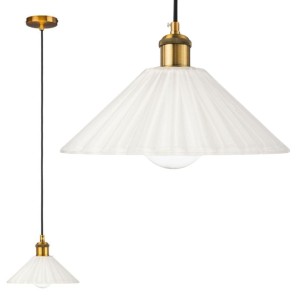 Lampa wisząca szklana plisowana Japandi mleczna