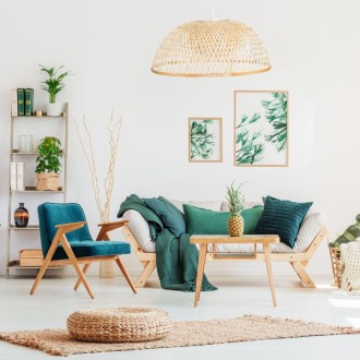 Lampa wisząca BOHO bambusowa duża walec PHU14D