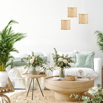 Lampa wisząca BOHO bambusowa walec PHU13C