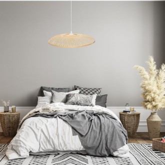 Lampa wisząca boho płaska bambusowa ZEN SINGLE 60cm TH07
