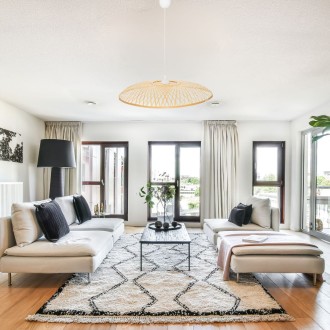 Lampa wisząca boho płaska bambusowa ZEN SINGLE 45cm TH07