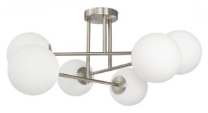 Lampa sufitowa silver Milano Tower 6 klosze mleczne kule 