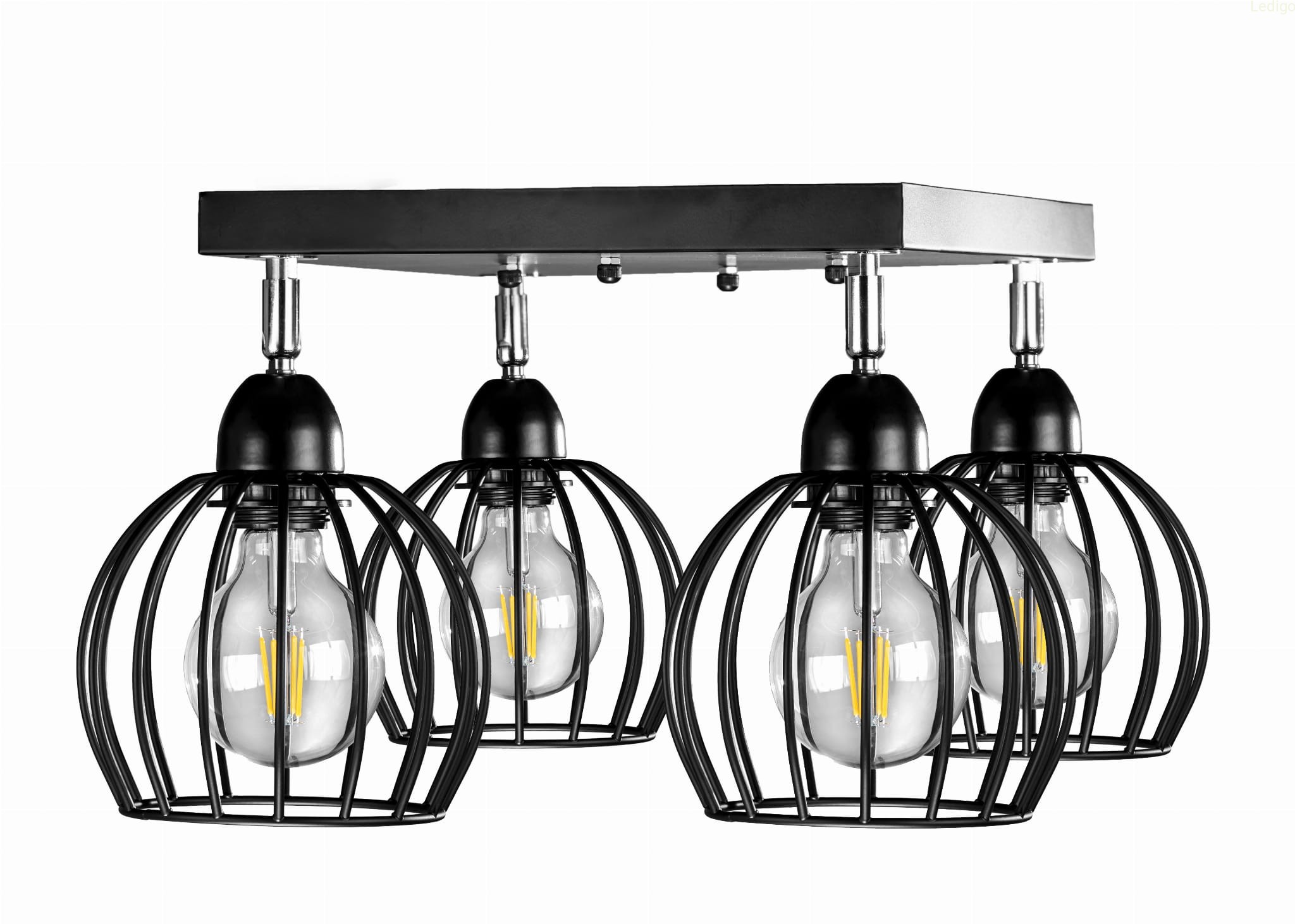 Plafon kwadrat lampa druciana bombki na 4 klosze.jpg