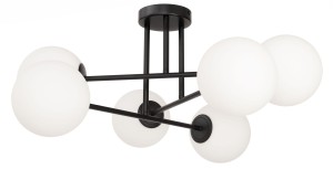 Lampa sufitowa black Milano Tower 6 klosze mleczne kule 