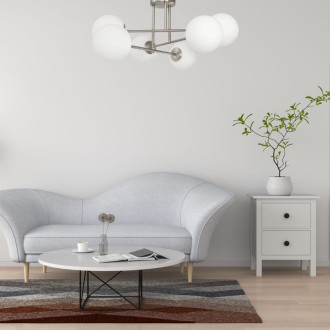 Lampa sufitowa silver Milano Tower 6 klosze mleczne kule 