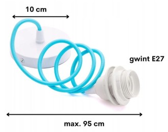 Kabel niebieski w oplocie z oprawą do lampy E27