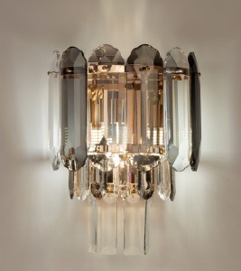 Kinkiet ścienny luksusowy kryształowy Luxury Gold Grey EP33W1