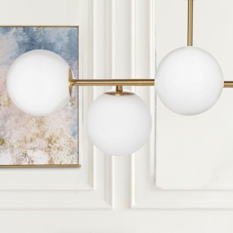 Lampa sufitowa Milano gold 5 kloszy mleczne kule EP1C19 