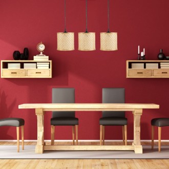 Lampa potrójna listwa czarna klosz boho bambusowy PHU13C