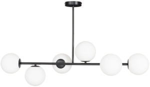 Lampa sufitowa Milano black 6 kloszy mleczne kule EP1C20