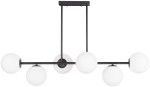 Lampa sufitowa duża Milano Grande black 6 kloszy mleczne kule EP1C21