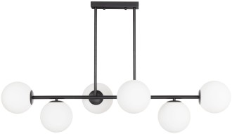 Lampa sufitowa duża Milano Grande black 6 kloszy mleczne kule EP1C21