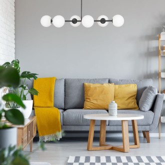 Lampa sufitowa Milano black 6 kloszy mleczne kule EP1C22