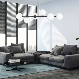 Lampa sufitowa Milano black 6 kloszy mleczne kule EP1C20