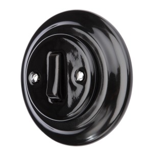 Ceramiczny retro dzwonek do drzwi przycisk dzwonka czarny podtynkowy z ramką K1-R231QB 