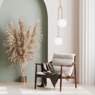 Lampa wisząca złota Milano Arco podwójna mleczne kule