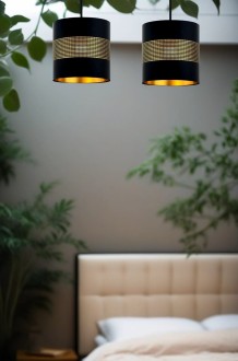 Lampa wisząca z abażurem ażurowa ORO Deluxe czarna 20cm ZLA7227