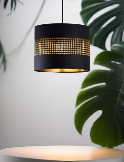 Lampa wisząca z abażurem ażurowa ORO Deluxe czarna 25cm ZLA7227