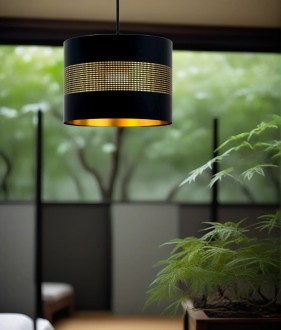 Lampa wisząca z abażurem ażurowa ORO Deluxe czarna 30cm ZLA7227