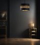 Lampa wisząca abażur ażurowy czarno-złoty do salonu 30cm.jpg