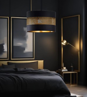 Lampa wisząca z abażurem ażurowa ORO Deluxe czarna 35cm ZLA7227