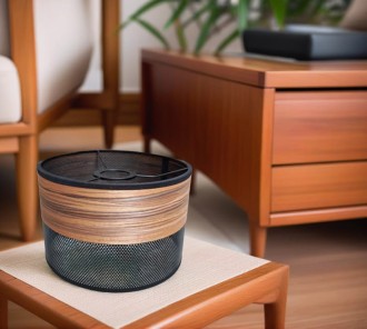 Abażur walec ażurowy Oro Deluxe czarny fornirowany 20cm ZLA7213