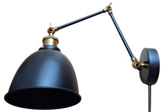 Kinkiet metalowy regulowany czarny antic  brass Rustic z kablem