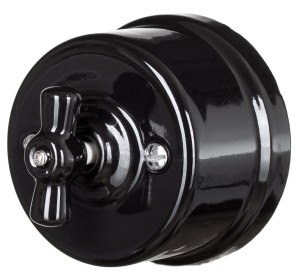 Włącznik natynkowy ceramiczny schodowy obrotowy czarny Ledigo YX-04K NEW