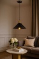 Lampa metalowa czarny klosz stożek rustic antic gold