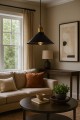 Lampa wisząca metalowy czarny klosz stożek rustic antic gold
